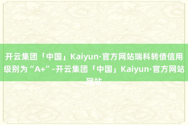开云集团「中国」Kaiyun·官方网站瑞科转债信用级别为“A+”-开云集团「中国」Kaiyun·官方网站