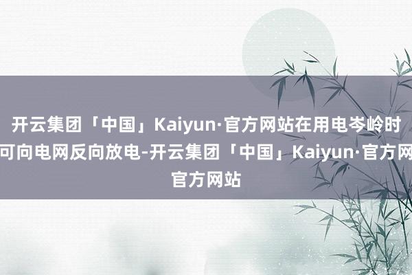 开云集团「中国」Kaiyun·官方网站在用电岑岭时段可向电网反向放电-开云集团「中国」Kaiyun·官方网站