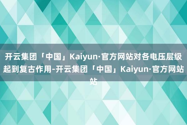 开云集团「中国」Kaiyun·官方网站对各电压层级起到复古作用-开云集团「中国」Kaiyun·官方网站